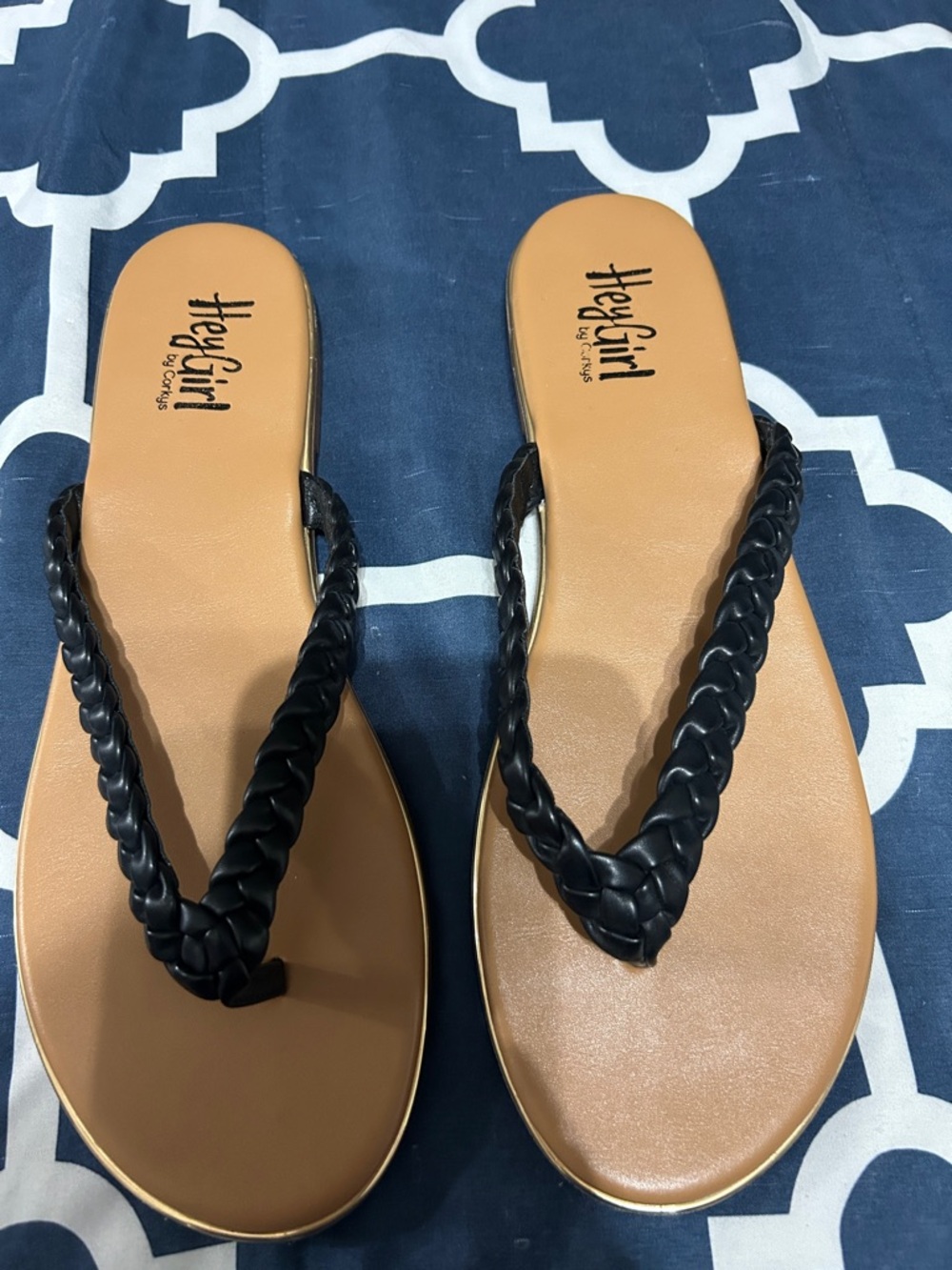 Corkys Black Braided Strap Women's Flip Flop Sandals size 11